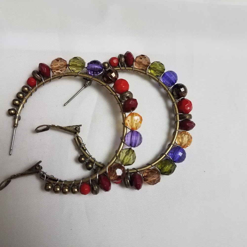 Boho Beaded Hoop Earrings